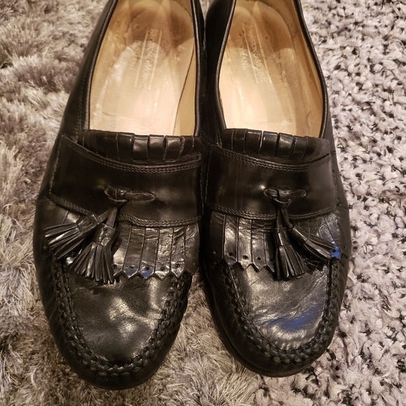 Johnston Murphy Domani Mens 11 Black Leather Wingtip Tassel Loafers Shoes Italy main image 7